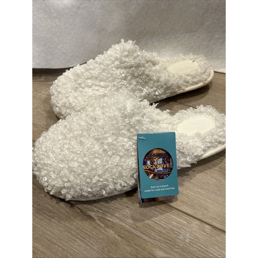 RockDove Women's Twirl Fleece Cozy Scuff Slippers Indoor Non-Slip Sz 7-8 M White